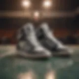 Iconic Adidas High Tops on Vintage Basketball Court