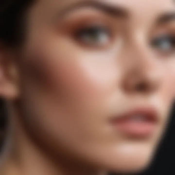 Close-up of flawless skin with foundation applied