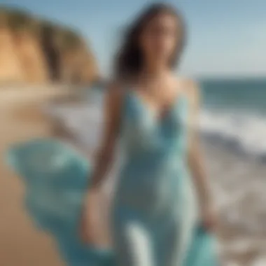 Artistic shot of a slip dress flowing in the wind by the beach