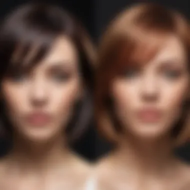 Before and after hair color transformation showcasing shine