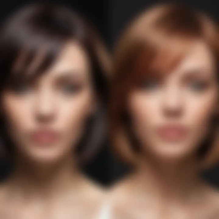 Before and after hair color transformation showcasing shine