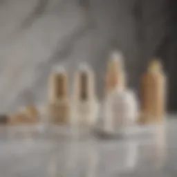 Elegant display of premium eye creams on a marble countertop