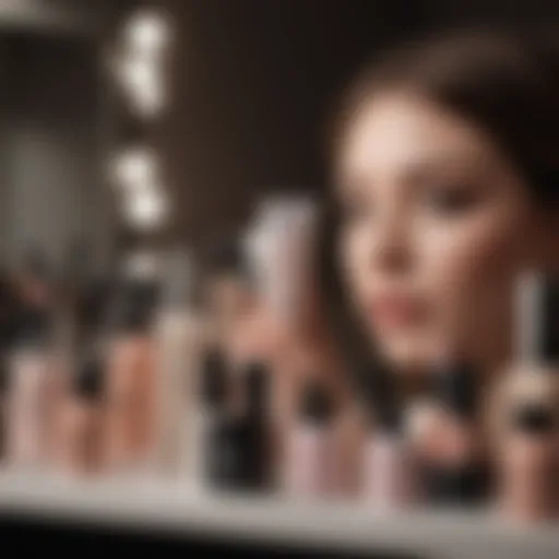 A selection of hypoallergenic makeup products displayed on a vanity