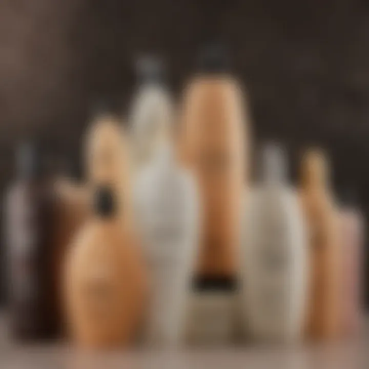 An elegant display of various leading natural shampoo brands