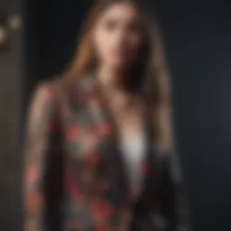 Boho-inspired printed blazer with floral patterns