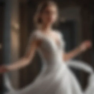 Bride twirling in wedding dress with clear fashion tape