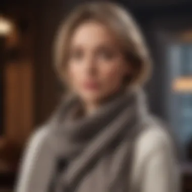 Cashmere Scarf: The Epitome of Winter Elegance Sophisticated lady wrapping herself in a cashmere scarf