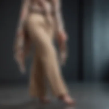 Chic Wide-Leg Ankle Pants with Scarf Accent Tall woman accessorizing with wide-leg ankle pants and scarf