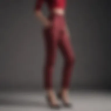 Elegant tall woman in burgundy ankle pants