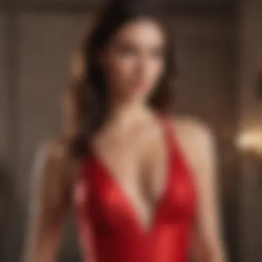 Chic red swimsuit with a plunging neckline and crisscross back