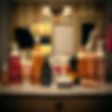 Various hair products suitable for curls displayed on a vanity