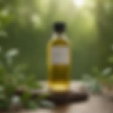 Bottle of Cliganic Jojoba Oil with a lush green background