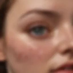 Close-up of skin showing acne lesions