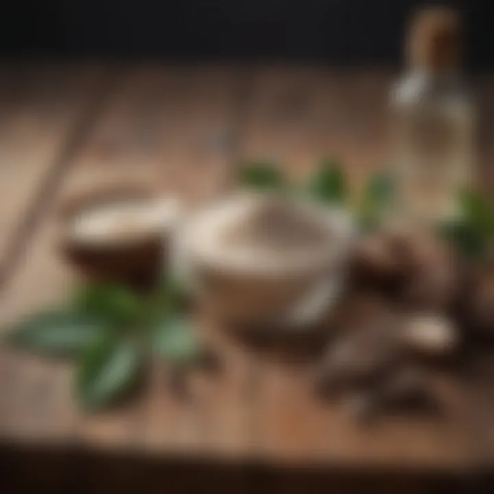 Natural ingredients for skin care on a wooden background