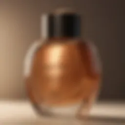 Close-up view of a luxurious tanning lotion bottle