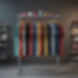 A stylish collection of assorted t-shirts displayed on a rack