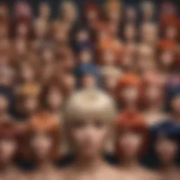 A beautifully arranged selection of wigs showcasing various styles and colors