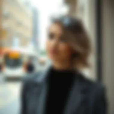 An engaging visual of a stylish woman confidently flaunting her chic look while subtly masking grey roots.