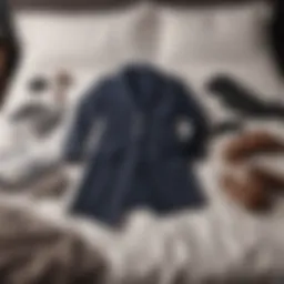 A professional outfit laid out on a bed showcasing different pieces