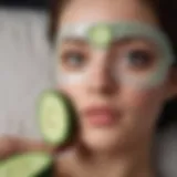 Refreshing cucumber slices on a serene eye mask