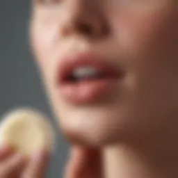 A close-up view of nourishing lip balm ingredients such as shea butter and coconut oil