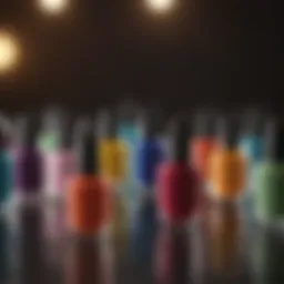 Colorful array of gel polish bottles