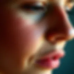 Close-up of dry facial skin texture