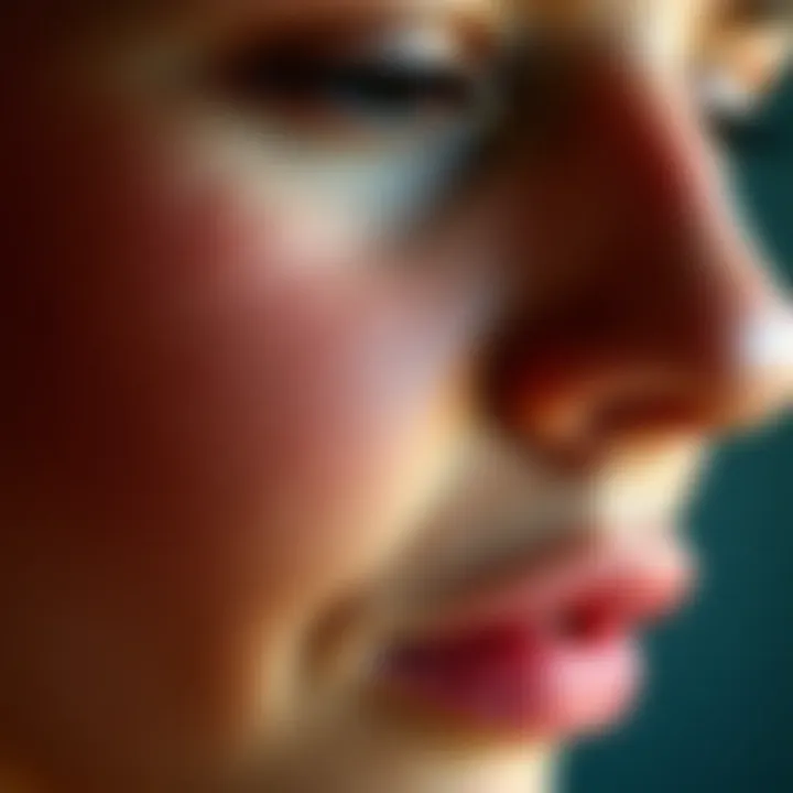 Close-up of dry facial skin texture