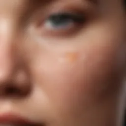 Close-up view of a pimple cluster on a cheek