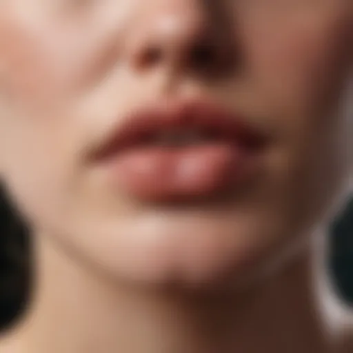 Close-up view of the skin around the lips showing pimples