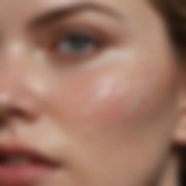 Close-up of skin texture showing white scars on the face