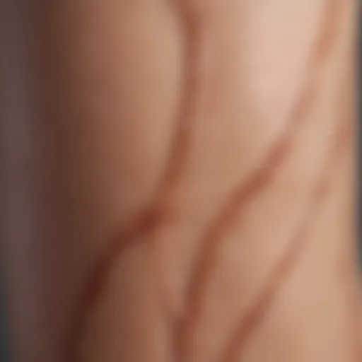 A close-up of scar tissue on skin showing different types.