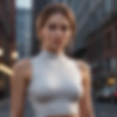 Urban Edge Effortlessly styled skims mock neck tank in urban backdrop