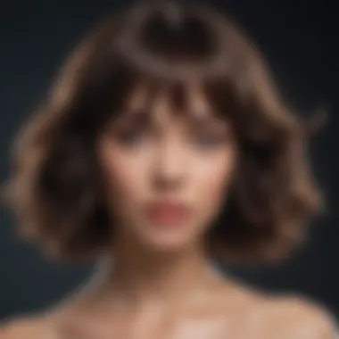 Graceful Movement of Wet and Wavy Wig with Bangs Elegant wet and wavy wig with bangs in motion