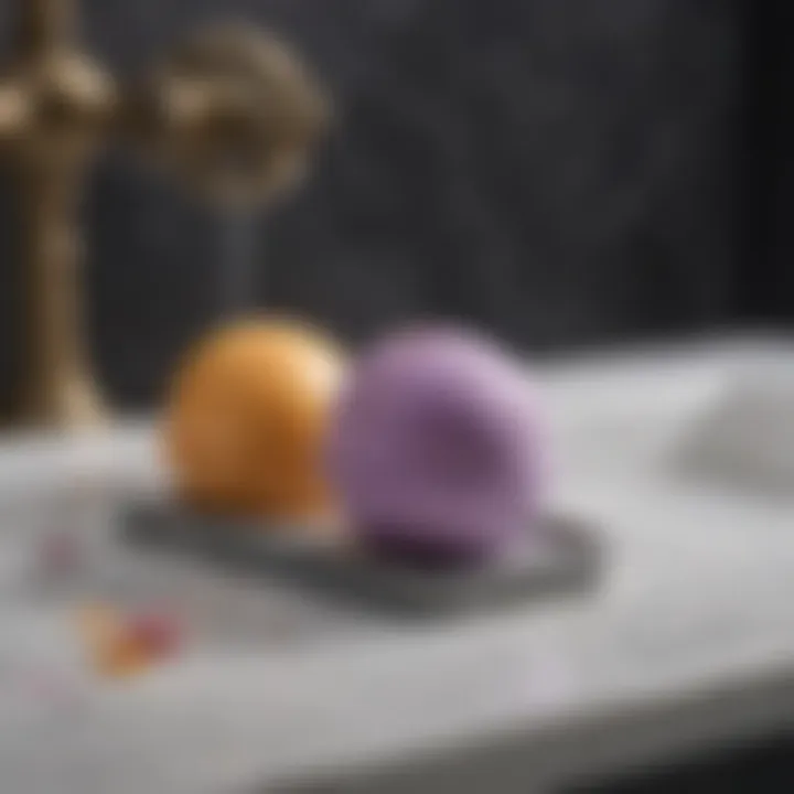 Elegant bath bomb resting on a marble tray