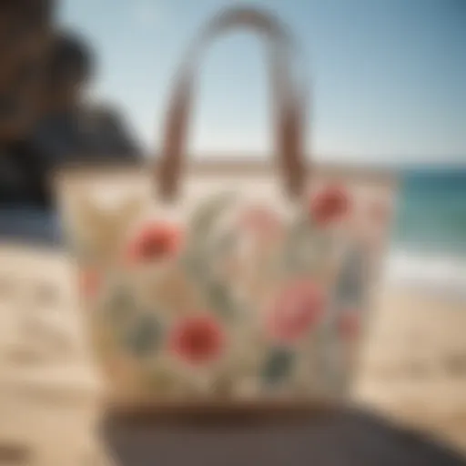 Elegant beach bag with floral embroidery