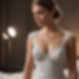 Elegant bride adjusting dress with fashion tape