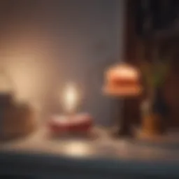 Elegant mini macaron lamp illuminating a cozy reading nook