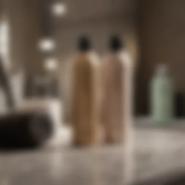 Various dry shampoo products on a vanity