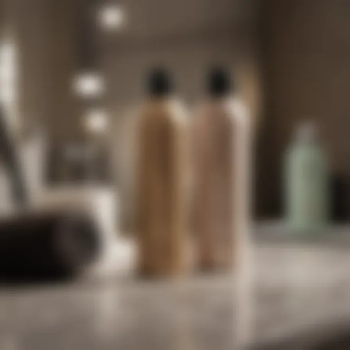 Various dry shampoo products on a vanity