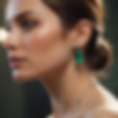 Emerald Green Earrings Showcasing Emerald Cut Stones