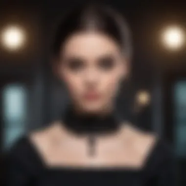 Dark Elegance: Emo Gothic Choker Necklace Gothic-inspired choker necklace with dark gemstones