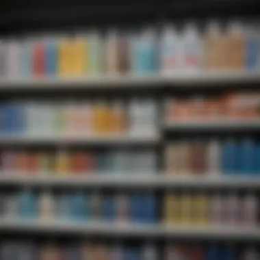 A variety of face wash products on a store shelf