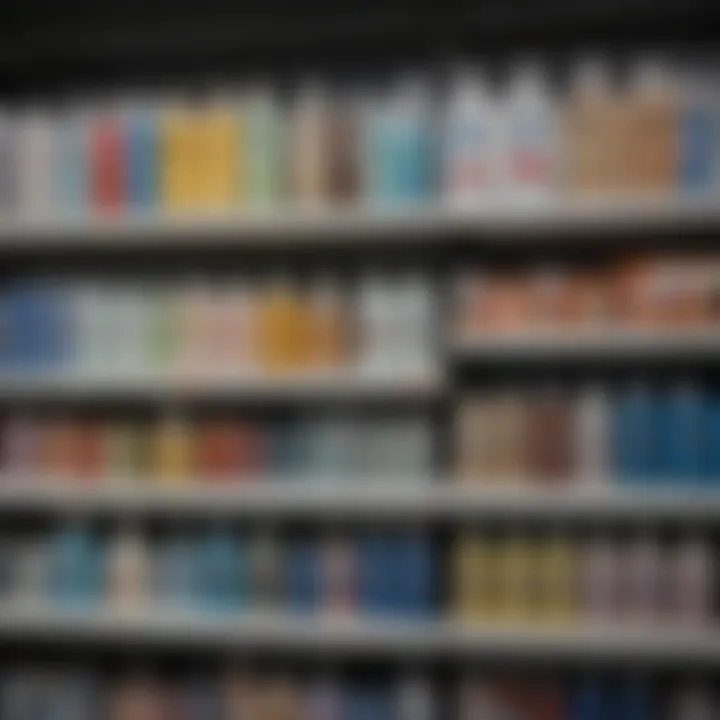 A variety of face wash products on a store shelf