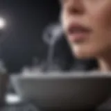 Close-up of steam rising from a bowl for facial treatment