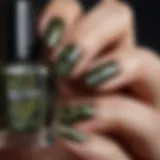 Innovative camo nail polish design on fingertips