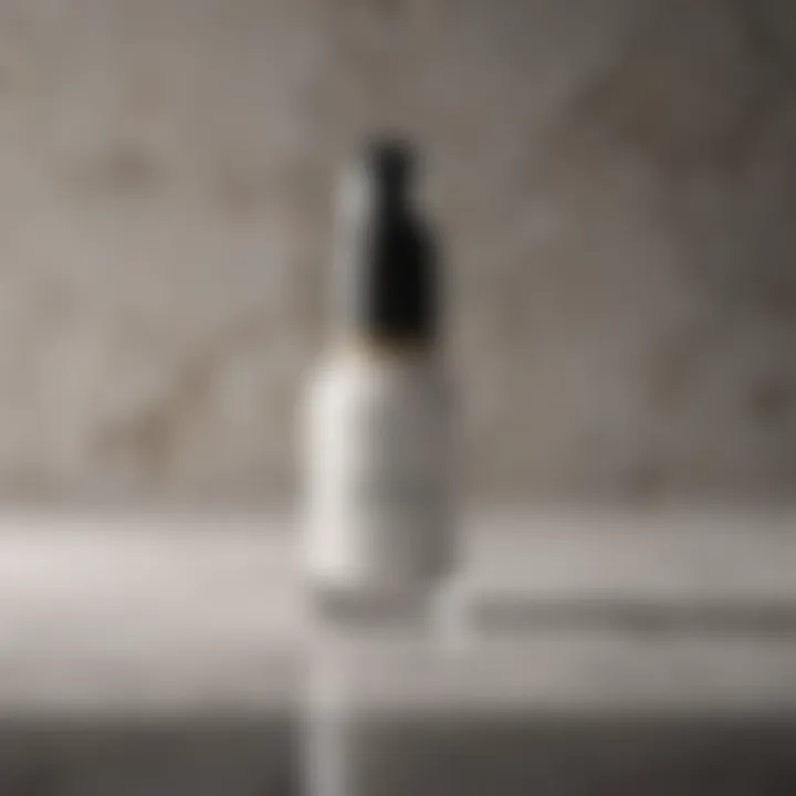 Exfoliant bottle on elegant marble surface