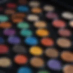 Close-up of a beautifully blended eye shadow palette showcasing vibrant colors