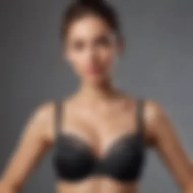 Side view of a strapless wire push up bra demonstrating its supportive structure.