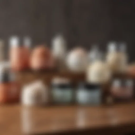 A selection of affordable face creams displayed on a wooden surface